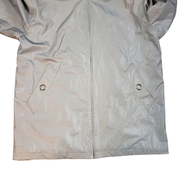 Vintage Komitor Silver Hooded Rain Coat Sz 1X Zip-Up Utility Windbreaker Jacket - Picture 5 of 16